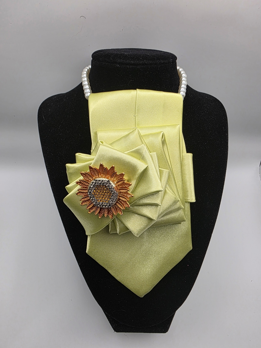 Tie Necklace | Yellow Green Satin
